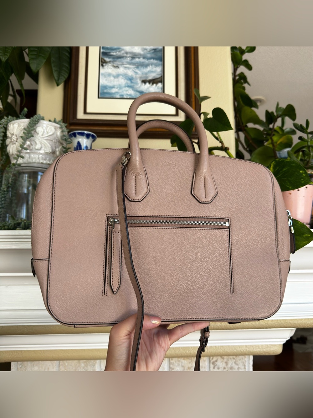 BALLY Pink Blush Leather Laptop Bag Business School Bag NEW